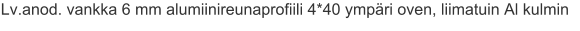 Lv.anod. vankka 6 mm alumiinireunaprofiili 4*40 ympäri oven, liimatuin Al kulmin