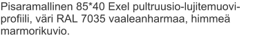 Pisaramallinen 85*40 Exel pultruusio-lujitemuovi-profiili, väri RAL 7035 vaaleanharmaa, himmeä marmorikuvio.