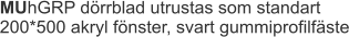 MUhGRP dörrblad utrustas som standart 200*500 akryl fönster, svart gummiprofilfäste