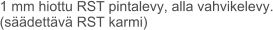 1 mm hiottu RST pintalevy, alla vahvikelevy. (säädettävä RST karmi)