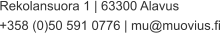 Rekolansuora 1 | 63300 Alavus +358 (0)50 591 0776 | mu@muovius.fi
