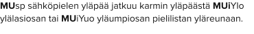 MUsp sähköpielen yläpää jatkuu karmin yläpäästä MUiYlo ylälasiosan tai MUiYuo yläumpiosan pielilistan yläreunaan.