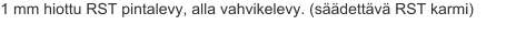 1 mm hiottu RST pintalevy, alla vahvikelevy. (säädettävä RST karmi)