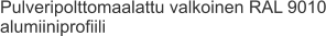Pulveripolttomaalattu valkoinen RAL 9010 alumiiniprofiili