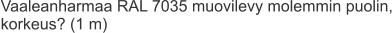 Vaaleanharmaa RAL 7035 muovilevy molemmin puolin, korkeus? (1 m)