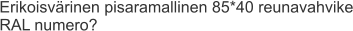 Erikoisvärinen pisaramallinen 85*40 reunavahvike RAL numero?